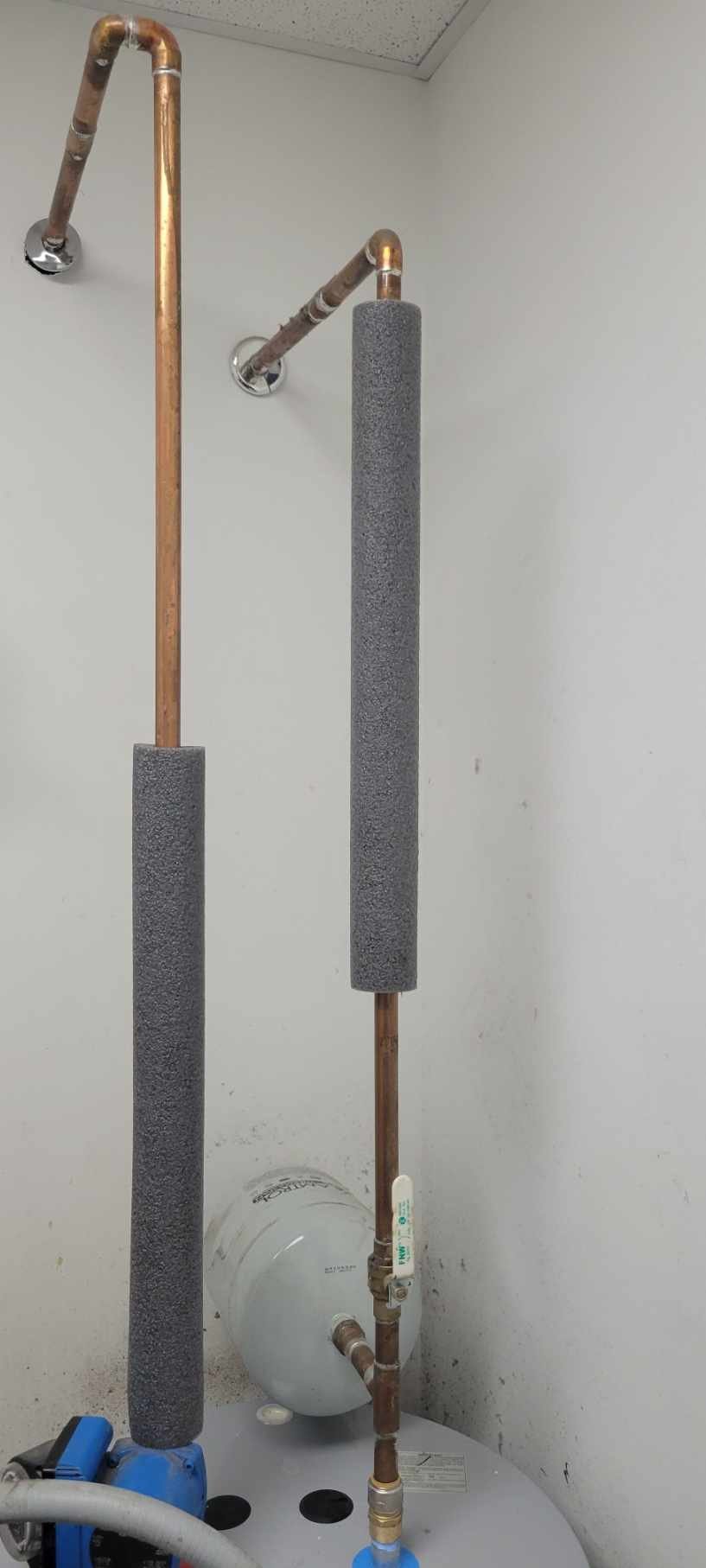 Copper water piping and insulated connections